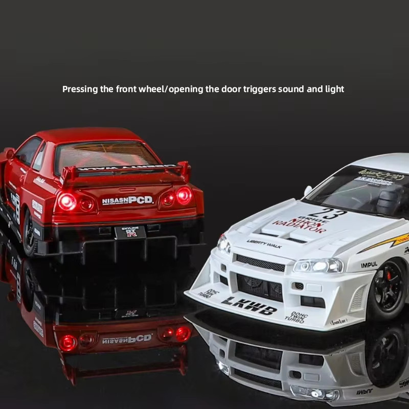 Jinlifang Nissan Skyline GTR-S15 Modifizierte Version, Automodell, 1:24, mit Licht und Sound, Metall - Bild 2