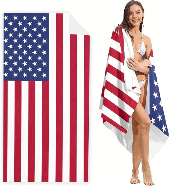 Schnell trocknendes Strandtuch mit amerikanischem Flaggenmuster von JMG Household Supplies, Multicolour, B/H: 50 x 100 cm - Bild 1
