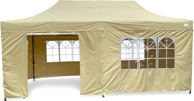 GRASEKAMP Faltpavillon Premium Line Beige mit Seitenteilen, B/T/H: 600 x 300 x 300 cm - Bild 1