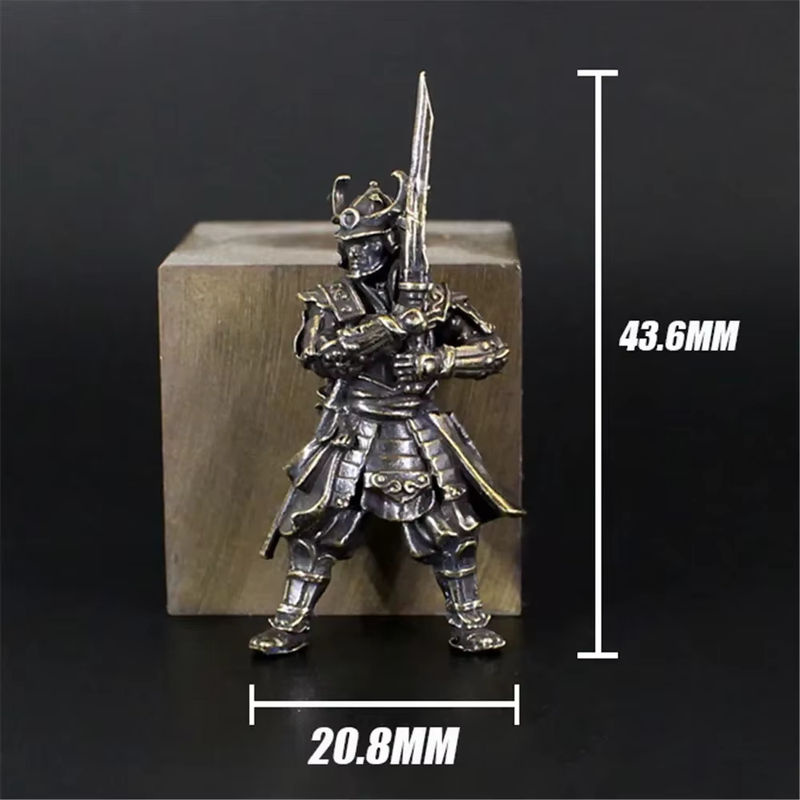 Samurai Modellfigur aus Kupfer in Schwarz als Vintage Desktop Dekoration für Erwachsene, Höhe: 4 cm - Bild 2