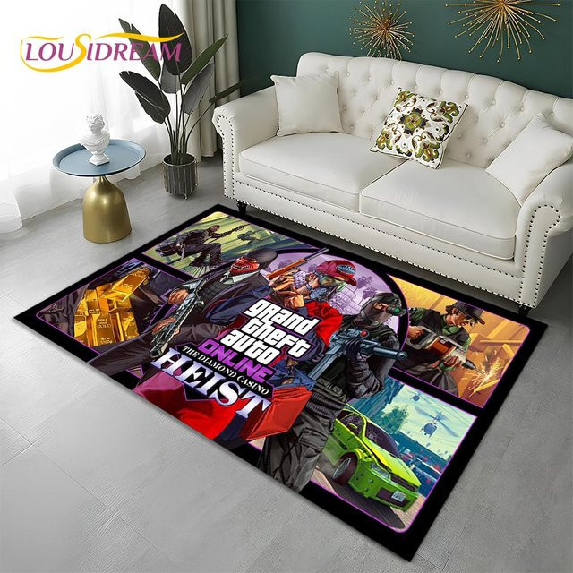 Karpetti Grand Theft Auto 3D Gamer Teppich, rutschfeste Bodenmatte aus Polyester für Wohnzimmer, Schlafzimmer oder Kinderzimmer, B/T: 60 x 40 cm, Mehrfarbig - Bild 1