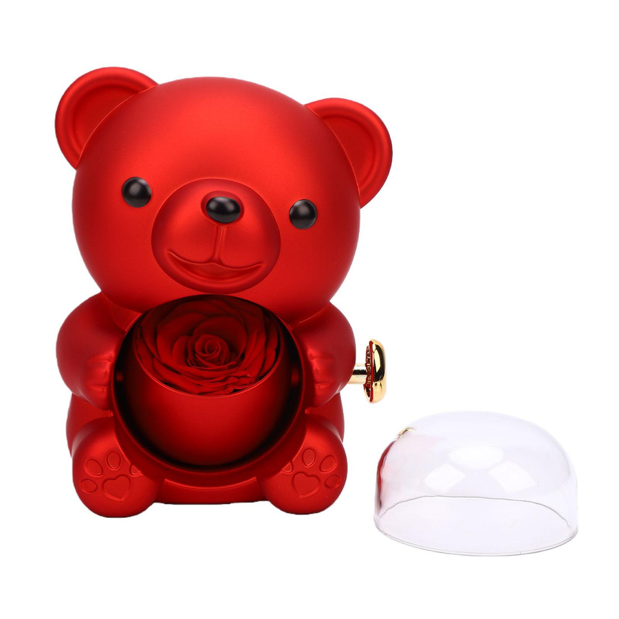 Romantische Geschenkbox mit süßem Bär und konservierter Rose als drehende Ewige Blume - Bild 3