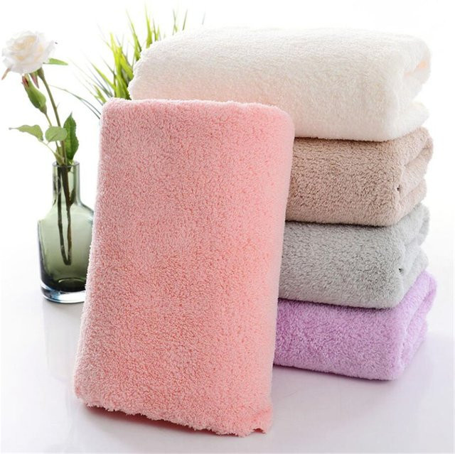 Schnell trocknendes Korallen-Samt-Handtuch aus Mikrofaser für Bad und Hotel, B/H: 60 x 30 cm, Orange und Pink - Bild 1