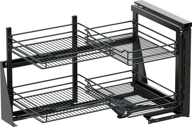 Vauth-Sagel Eckschrankauszug Cor Fold Classic in Lava für Korpusbreite 900 mm, Rechts, Stahl Matt - Bild 1