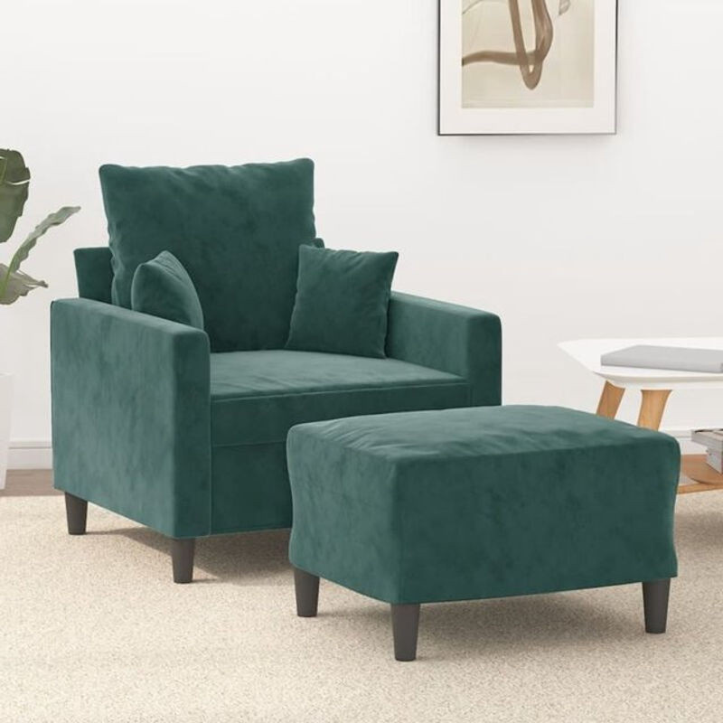 Modernes Relaxsessel Set mit Hocker von VIDAXL in Grün aus Samt - Bild 1