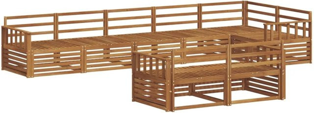 vidaXL Outdoor-Sofagarnitur 8-teilig aus Akazienholz in Braun, L-Form mit Armlehnen - Bild 1
