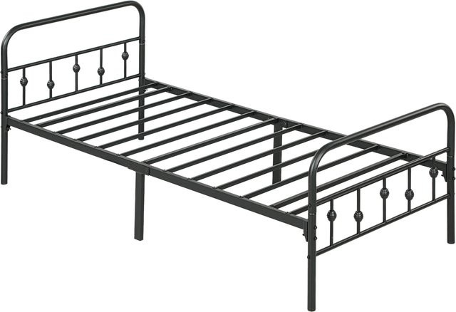 HOMCOM Bettrahmen aus Metall klappbar in Schwarz, B/T/H: 90 x 200 x 82,5 cm - Bild 1