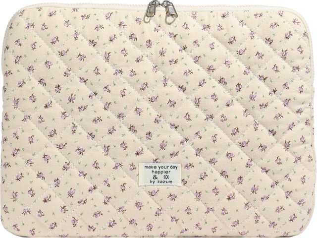 ALLOYSEED Laptop-Tasche mit Blumenmuster, gesteppte Notebook-Hülle für 11-15 Zoll Laptops und Tablets, Gelb - Bild 1
