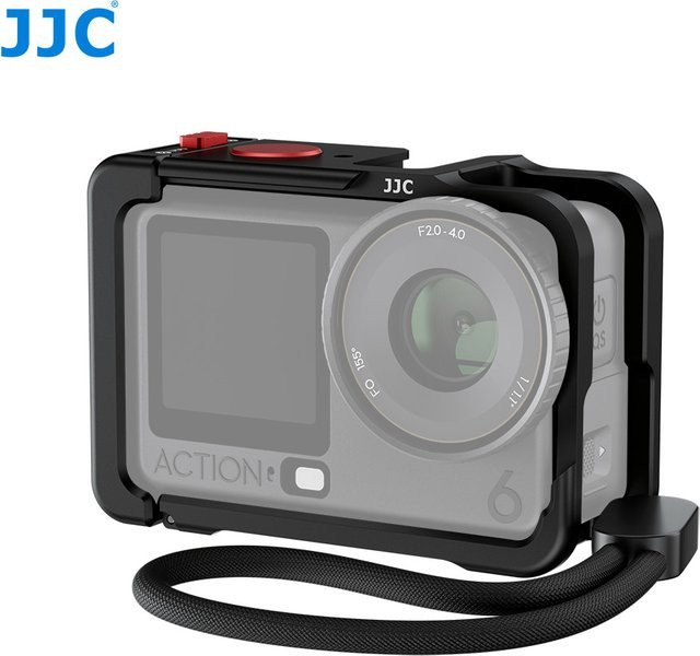 JJC Metallkäfig für DJI Osmo Action 6 in Schwarz aus Aluminiumlegierung mit Kaltschuh-Objektivdeckel - Bild 1