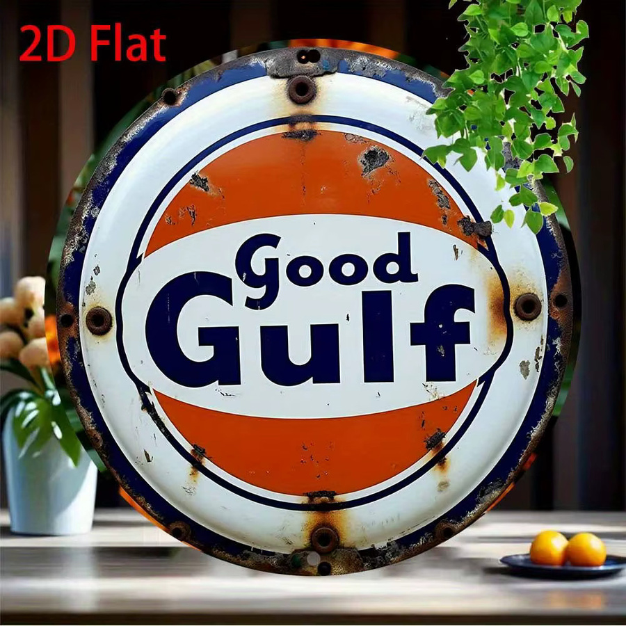 Rundes Aluminium-Wandschild Potdemiel Vintage Design Good Gulf, Durchmesser: 20,32 cm, Multicolour - Bild 2