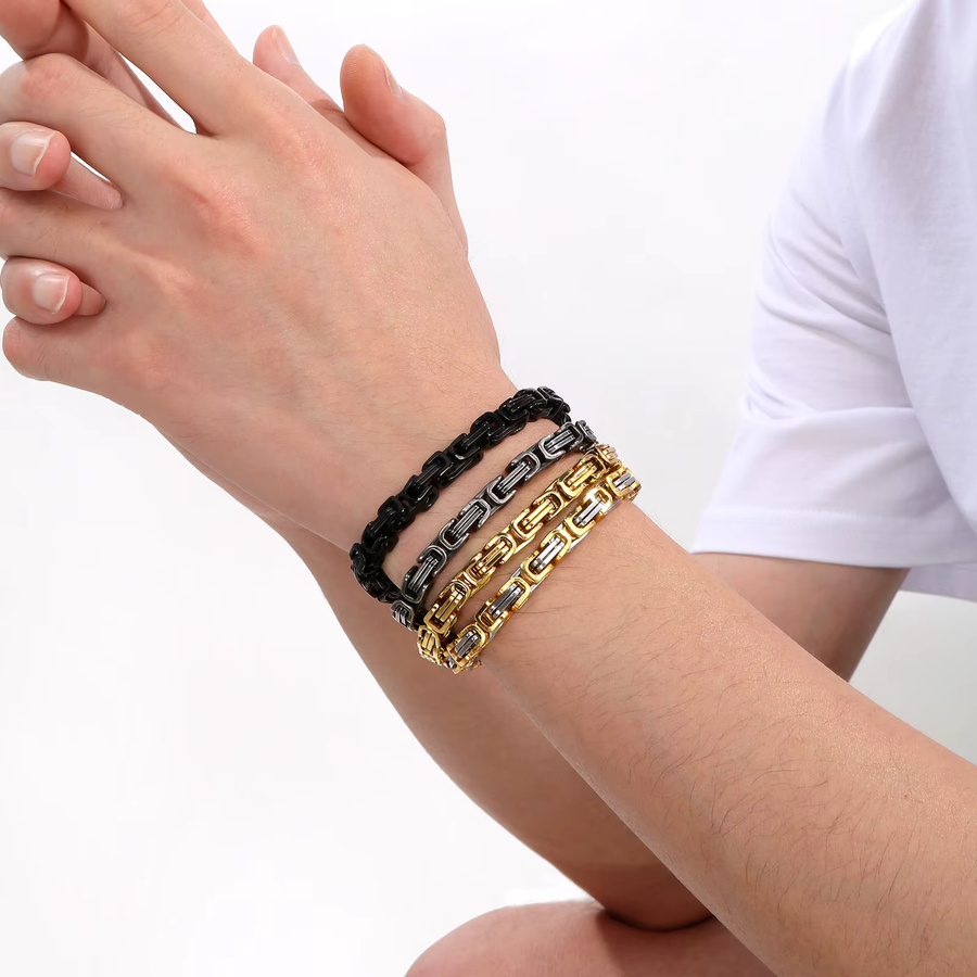 HAOYI Armband Edelstahl, 6mm, byzantinisch, Unisex - Bild 3