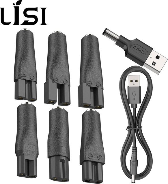 LISI 8er Set USB-C Netzteil 5V Ersatzladegerät in Schwarz für Haarschneider, Barttrimmer und Rasierapparate - Bild 1
