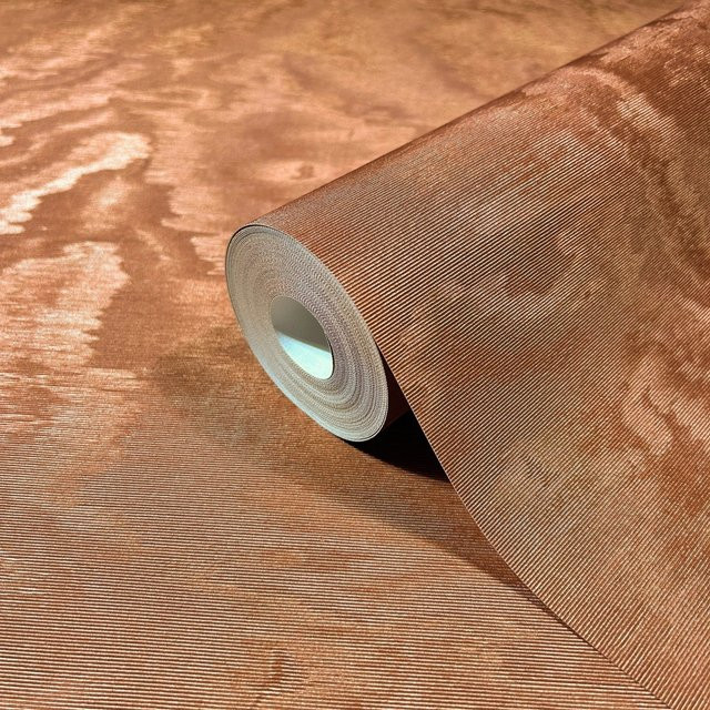 Marburg Vliestapete Metalloptik Glänzend Hammerschlag in Kupfer und Orange, Breite: 0,7 m, Länge: 10,05 m - Bild 1