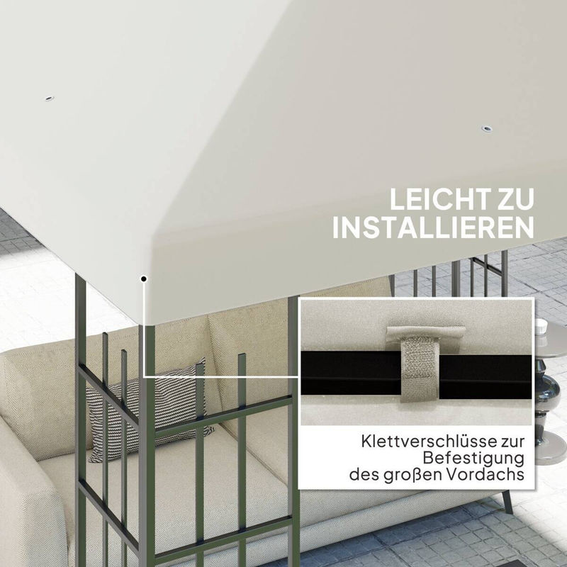 Outsunny Pavillondach aus Polyester in Hellgrau mit UPF 50+ Schutz, B/H/L: 298 x 1 x 298 cm - Bild 4