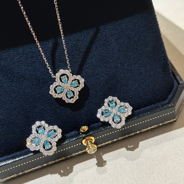 MESSITOK Ohrring-Halskette, 18 Karat Weißgold, 925 Silber, Damen - Bild 1
