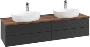 V&B Waschtischunterschrank Antao mit Frontstruktur und Beleuchtung, Farbe: Weiss, B: 160 cm, T: 50 cm - Bild 1