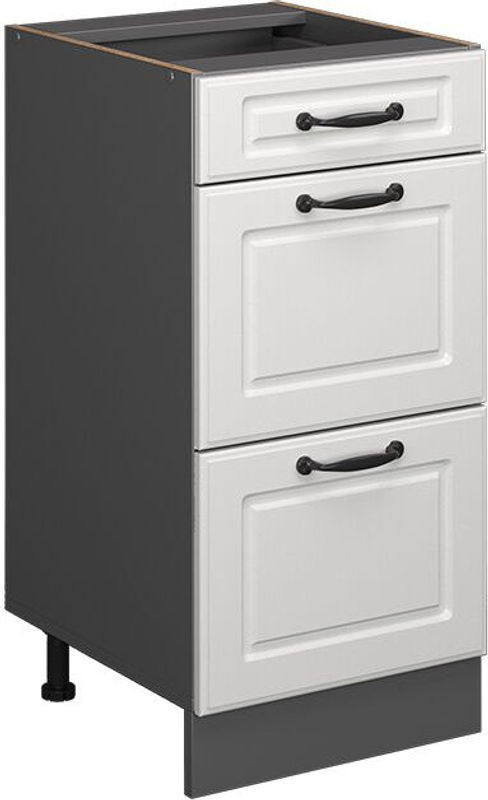 Küchenunterschrank R-Line von Vicco in Weiß Landhaus mit Schubladen aus Holzwerkstoff, Breite: 40 cm, Höhe: 81,6 cm, Tiefe: 46 cm - Bild 1