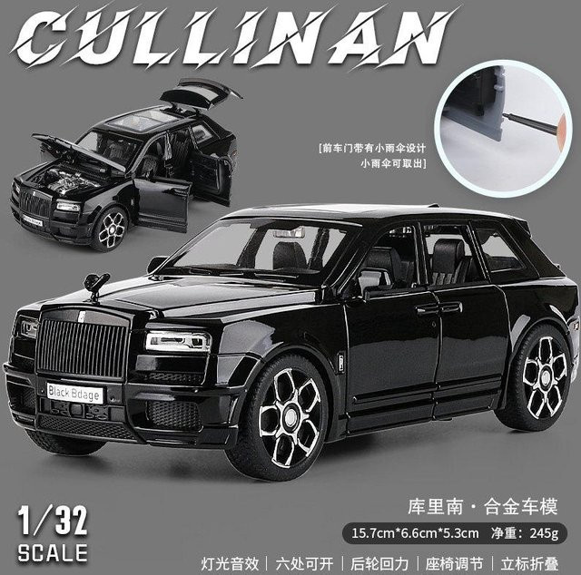 Linyi toy car Rolls Royce Cullinan Black Badge Modellauto, 1:32, Metall, Schwarz, ab 18 Jahre - Bild 1