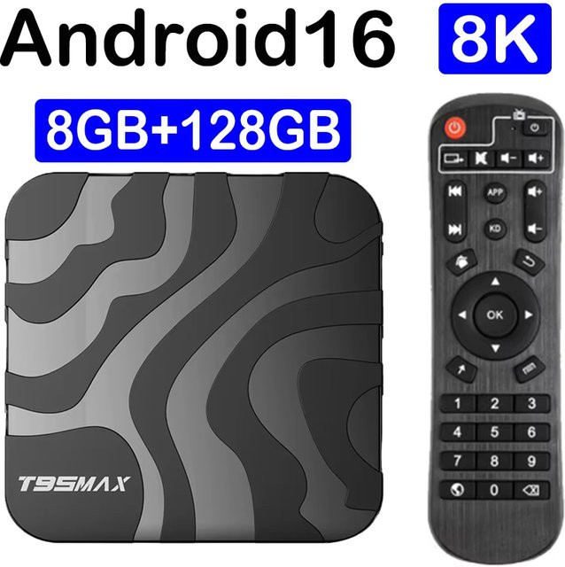 YOZHIXU T95 Max Smart TV Box mit Allwinner H618, Android 16, 8GB RAM, 128GB Speicher, Wifi6, 5G, 8K Video und Bluetooth 6.0 in Schwarz - Bild 1