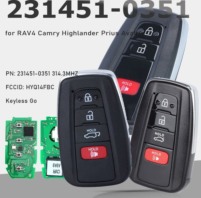 KEYECU Smart Remote Key Fob 231451-0351 in Schwarz, 314,3 MHz für Toyota RAV4 Camry Highlander Prius Avalon 2018-2021, HYQ14FBC - Bild 1
