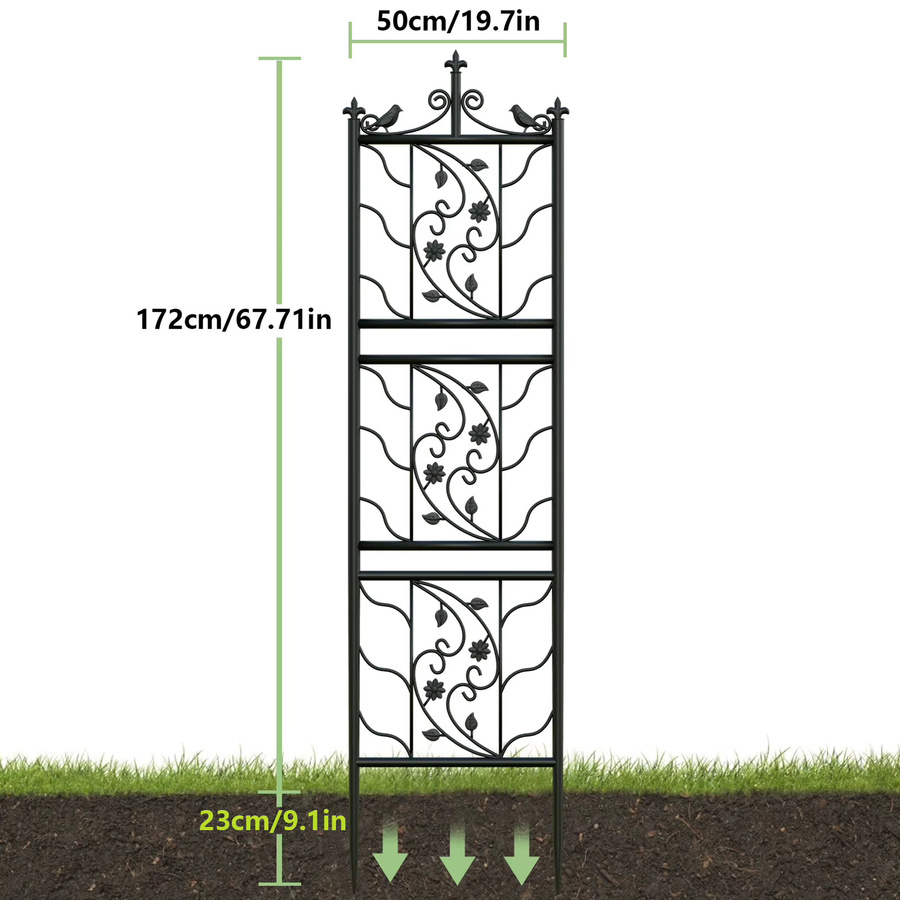 Wisfor Metall-Gartenspalier Set, 2 Stück, Schwarz, Höhe: 172 cm, dekorative Pflanzenstützen für Kletterpflanzen - Bild 5