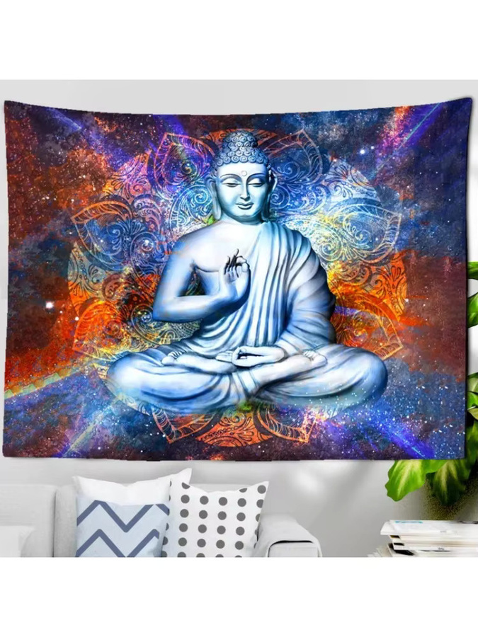 VIKAMA Kosmischer Buddha Wandteppich mit Mandala Design in Multicolour für Yoga und Meditation - Bild 2