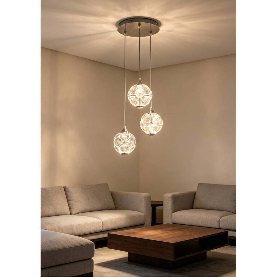 Pocoline LED-Pendelleuchte Della in Chrom, B/T/H: 35 x 35 x 120 cm - Bild 2