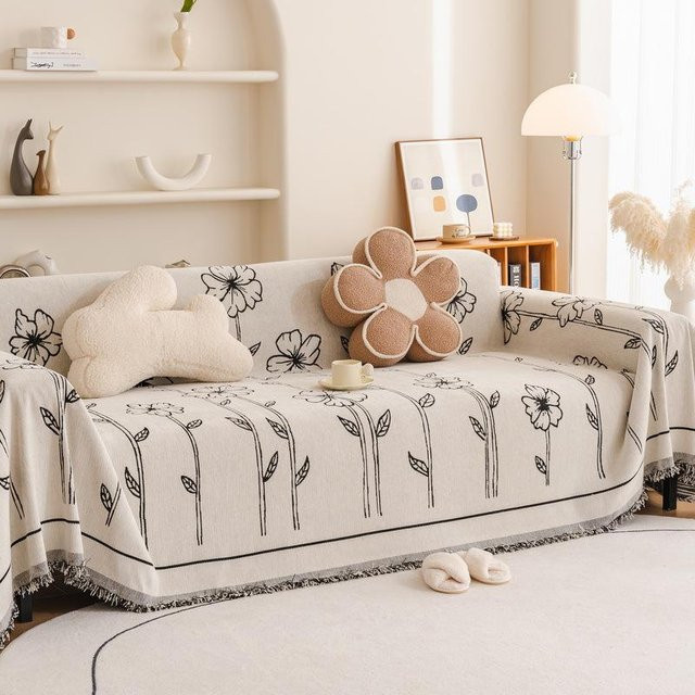 Super Six Sofabezug aus Chenille mit floralem Design, Kratzschutzdecke für dein Sofa, B/B: 180 x 130 cm - Bild 1