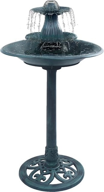 vidaXL Vogelbad mit Springbrunnen aus Kunststoff in Grün, B/T/H: 50 x 50 x 91 cm - Bild 1