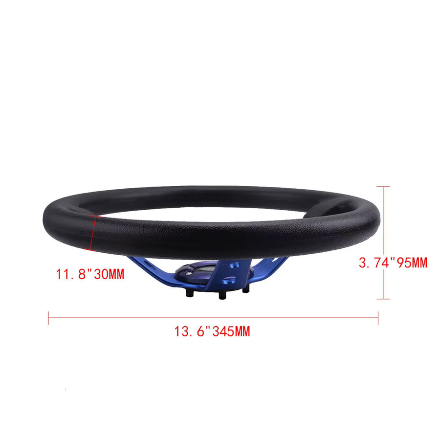 MUGE Universal Auto Racing Sport Lenkrad aus Aluminium und PU in Schwarz Blau Rot, 14 Zoll - Bild 1