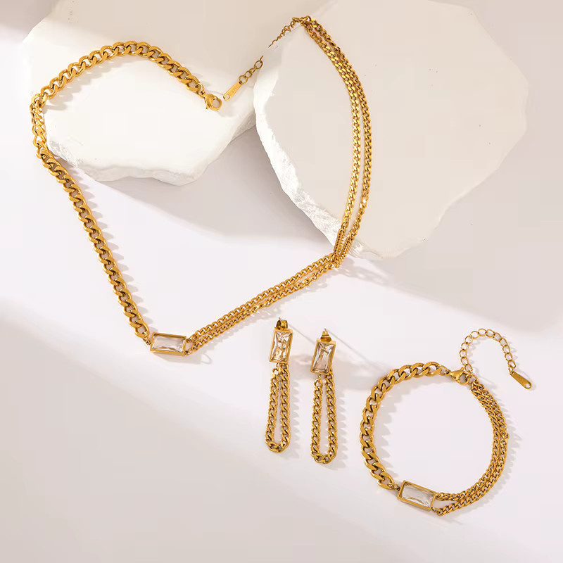 EILIECK Schmuck-Set Edelstahl, Zirkonia, Damen - Bild 2