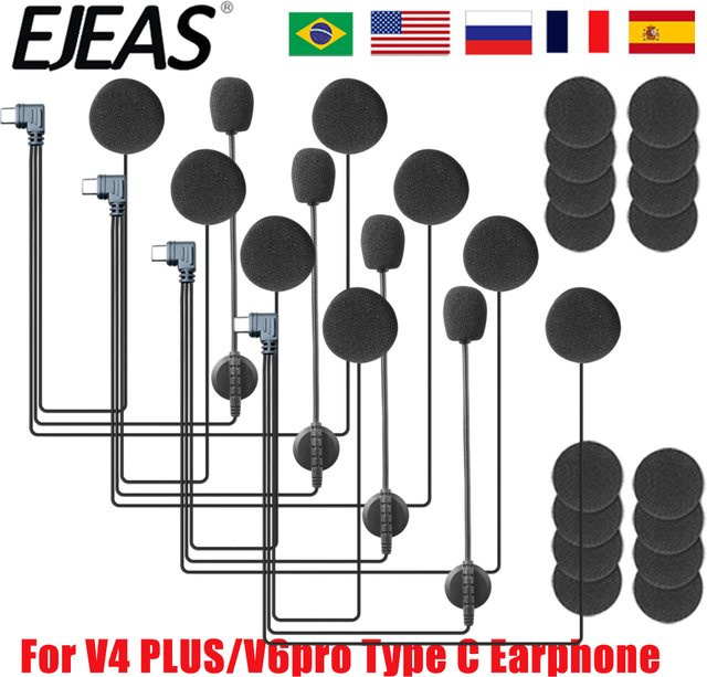 EJEAS V6 PRO+ Motorrad Bluetooth 5.1 Helm Intercom Set mit Mikrofon und Lautsprecher in Schwarz mit Typ-C Anschluss und Full Duplex Funktion - Bild 1