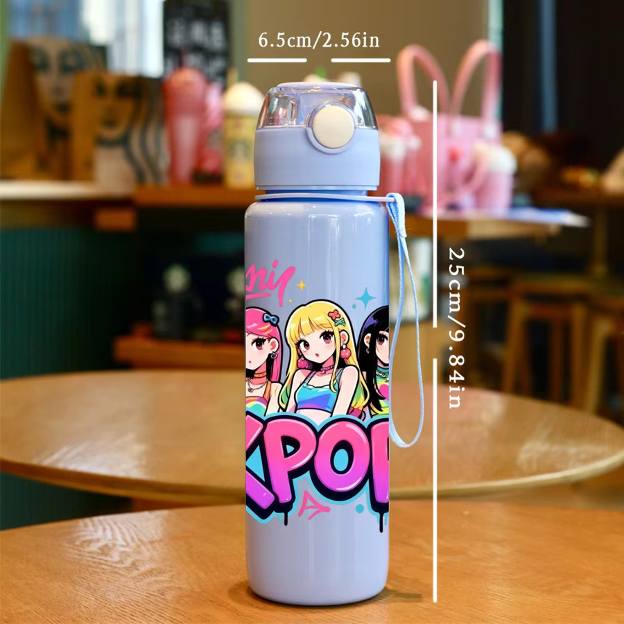 Hasbro Cartoon Wasserflasche für Kinder in Pink mit Trageriemen und Flip-Verschluss - Bild 2
