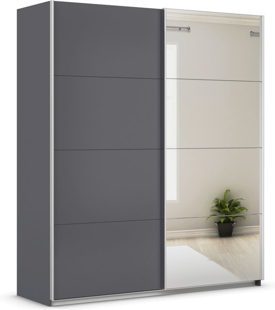 RAUCH ORANGE Quadra Schwebetürenschrank mit Spiegelelementen in Grau, B/H: 181 x 210 cm - Bild 1