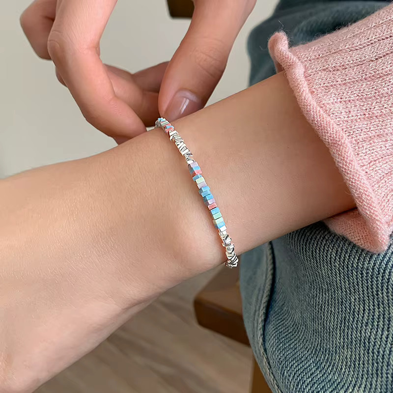 PANJBJ Armband 925 Sterling Silber, Bunte Perlen, Damen - Bild 2