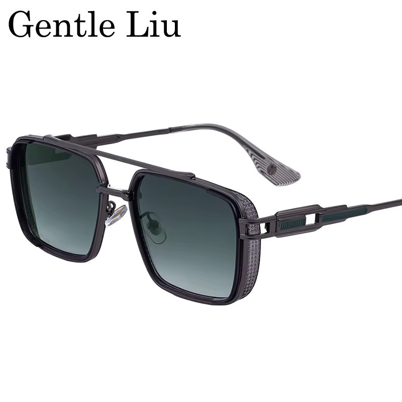 GENTLE LIU Sonnenbrille, quadratisch, Vollrand, Metall, schwarz, Herren - Bild 1