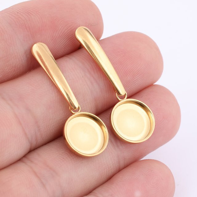 Ohrstecker Edelstahl vergoldet, 10 mm, Unisex - Bild 1