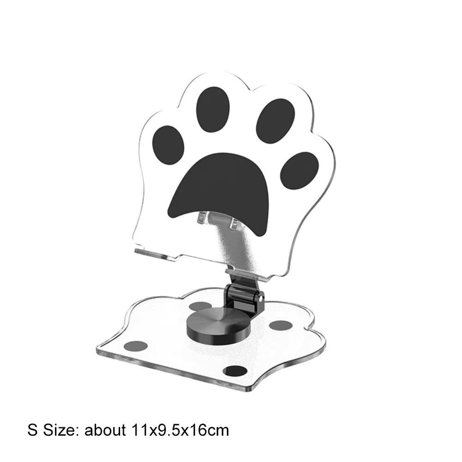 Trinkwasser Nette Katze Pfote Tablet und Smartphone Ständer aus Acryl, faltbar und drehbar, Farben: Schwarz und Transparent - Bild 4
