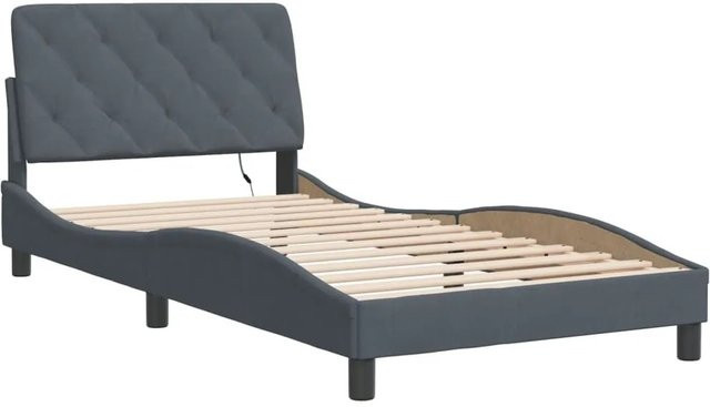 vidaXL Bettgestell aus Samt mit LED-Unterbettbeleuchtung und USB-Ladeanschluss in Dunkelgrau, B/T: 100 x 200 cm - Bild 1