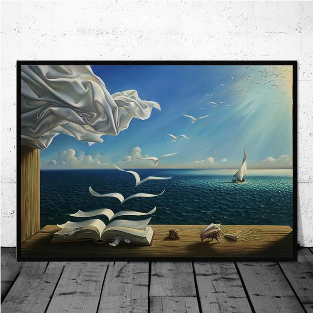 Leinwandgemälde Salvador Dali Surrealismus Abstrakte Wandkunst Blau B/H: 60 x 90 cm - Bild 1