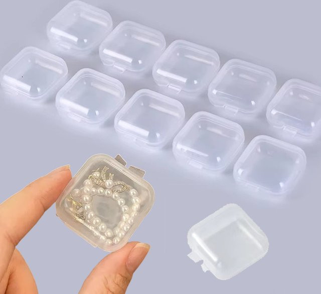 TMZ Mini-Aufbewahrungsboxen für Schmuck und Bürobedarf, transparent, mit Deckel, Kunststoff - Bild 1