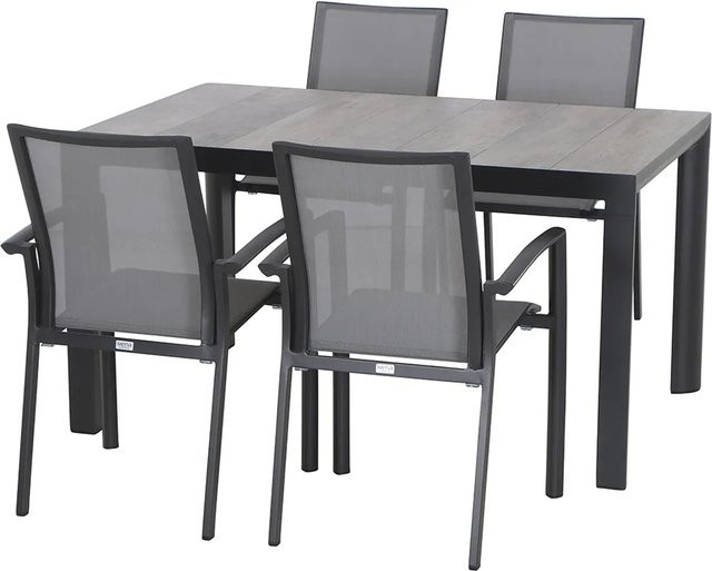 Siena Garden Dining-Set Velia 5-teilig aus Aluminium mit Ranotex Gewebe und Keramik in Anthrazit - Bild 1