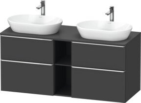 Duravit Waschtischunterschrank D-Neo Wandmontage Grau mit Schubladen und offenen Regalfächern B/T/H: 140 x 55 x 66,4 cm - Bild 1