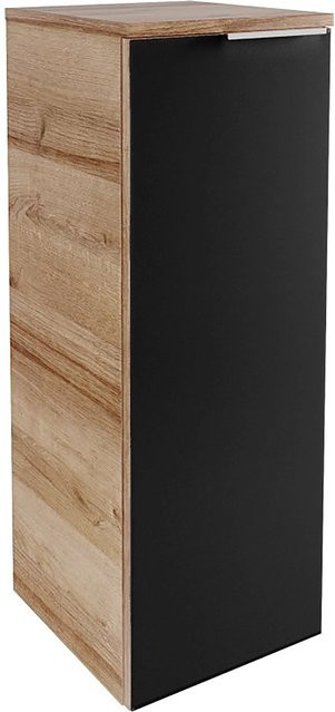 Fackelmann Midischrank B.brillant in Asteiche mit Glas Anthrazit, Wandmontage mit LED-Beleuchtung und Spiegeltür, B/T/H: 30,2 x 32,0 x 82,6 cm - Bild 1
