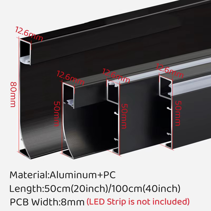 Khelse LED-Aluminiumprofil für die Einbau-Wandverkleidung als Sockellinie und Fußleiste in Weiß, H: 50 mm, B: 80 mm - Bild 4