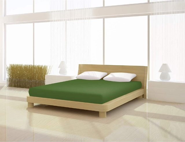 Mr. Sandman Spannbetttuch Basic aus Baumwolle und Elastan, Grün, B: 180 cm, T: 200 cm, H: 220 cm - Bild 1