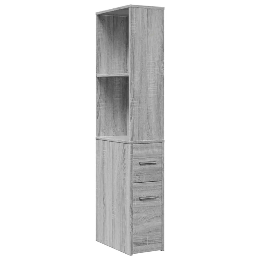 vidaXL Badschrank schmal mit Rollen in Grau Sonoma, B/T/H: 22,0 x 41,0 x 135,0 cm - Bild 2