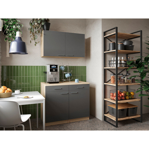 Respekta Küchenmöbel-Set Merle in Grau, moderne Anbauküche mit Soft-Close-Türen, Breite: 100,53 cm, Höhe: 200 cm, Tiefe: 60 cm - Bild 4