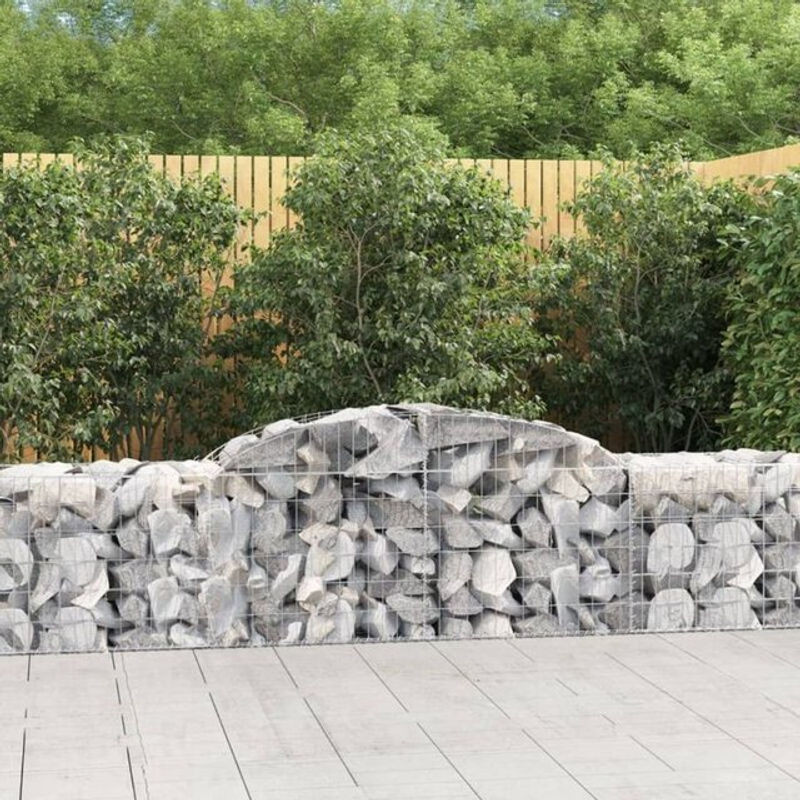Vidaxl Gabionen mit Hochbogen aus verzinktem Eisen in Silber, 17 Stück, B: 300 cm, T: 50 cm, H: 60/80 cm - Bild 1