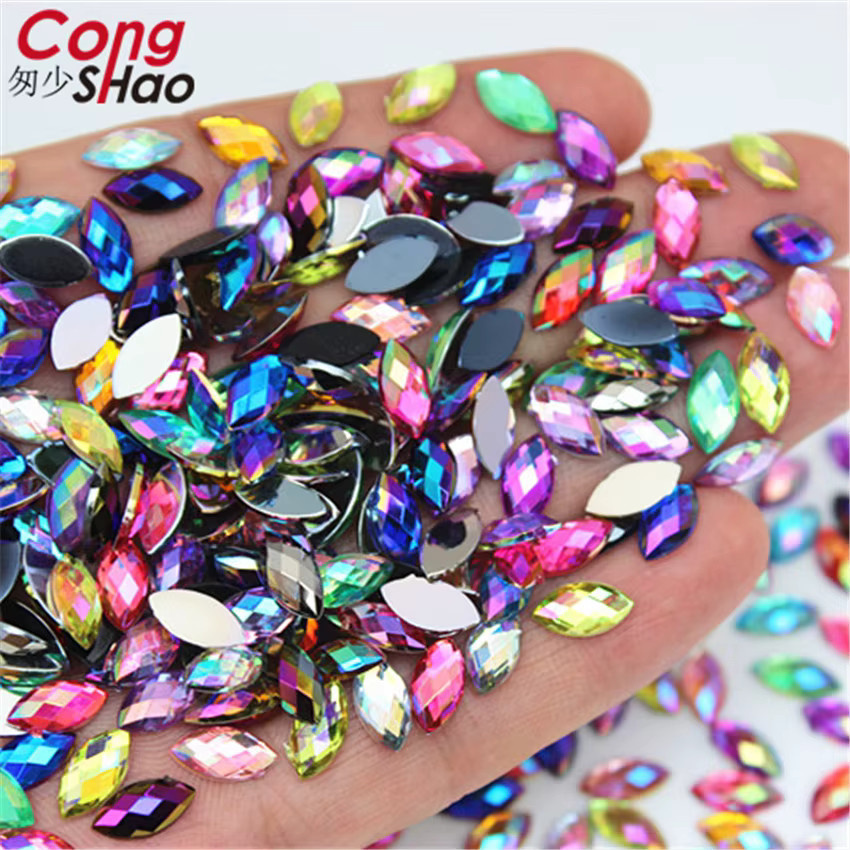 CongShao Strass Auge Form Kristall Flatback Steine, 5x10mm, Glänzend - Bild 2